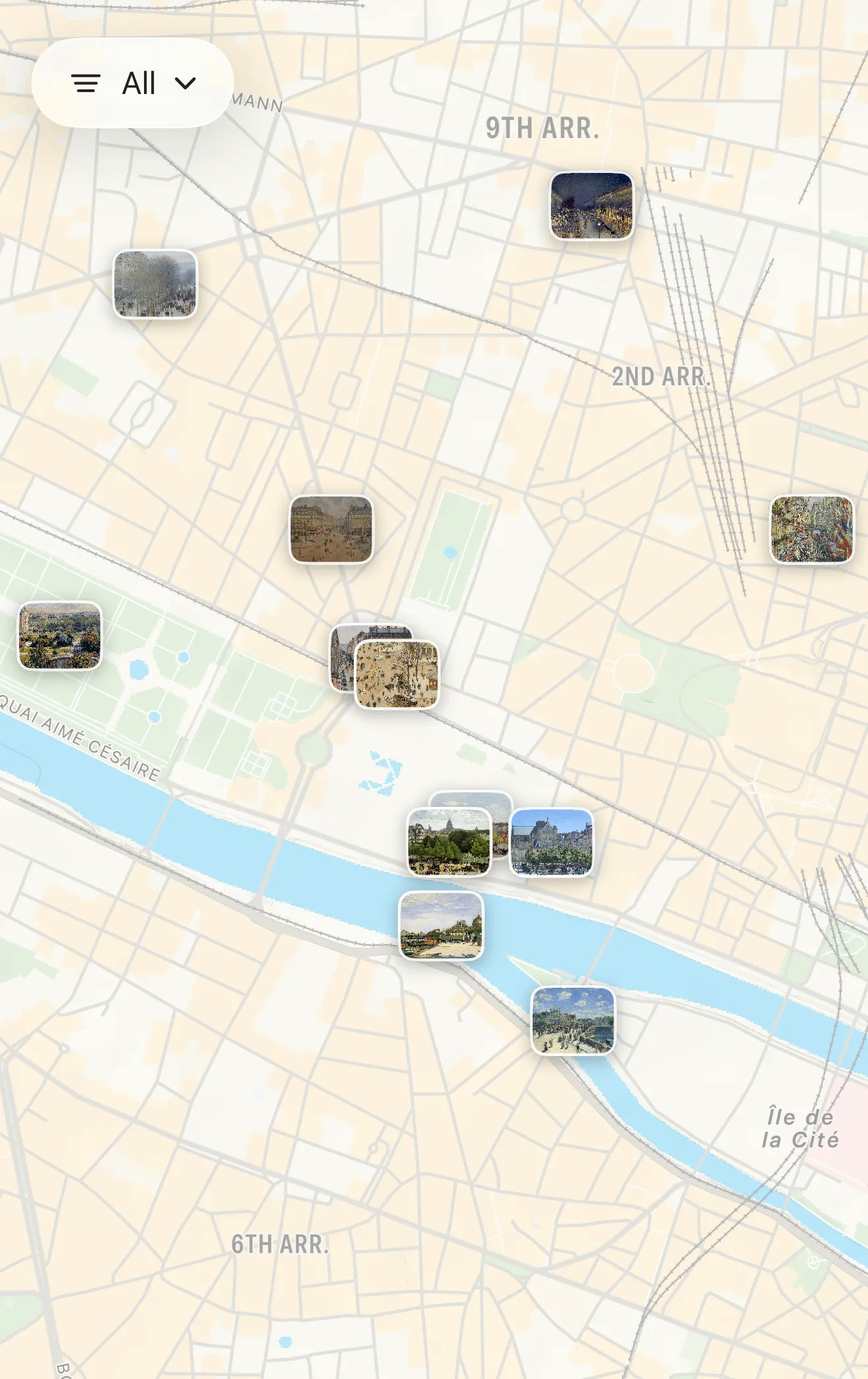 Paris locations listed in Plein Air