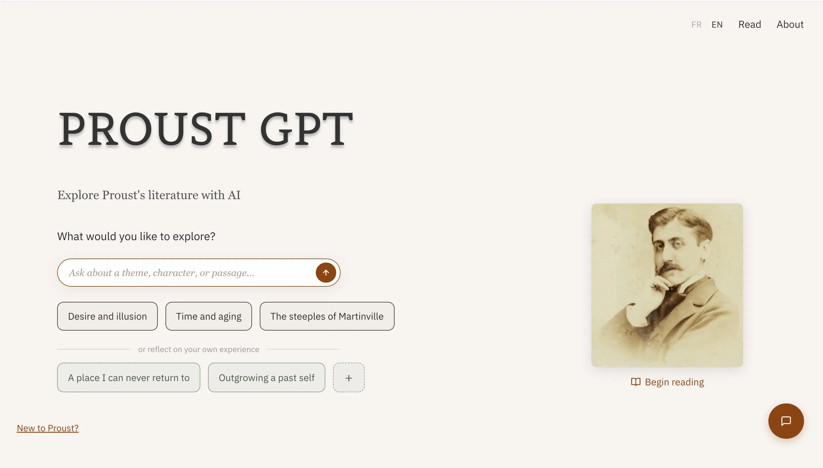 ProustGPT interface